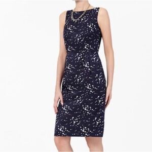 Boden Dress Womens Blue Dotted Print Silk Blend Shift Lined Classic Nautical